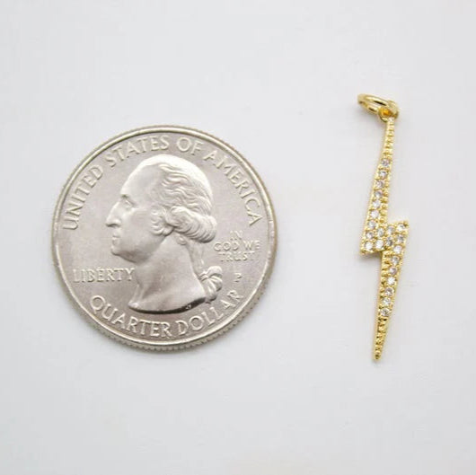 Gold 18K Fill Charm Lightning Bolt CZ