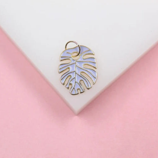 18K Gold Filled Enamel Colored Leaf Pendant Charm