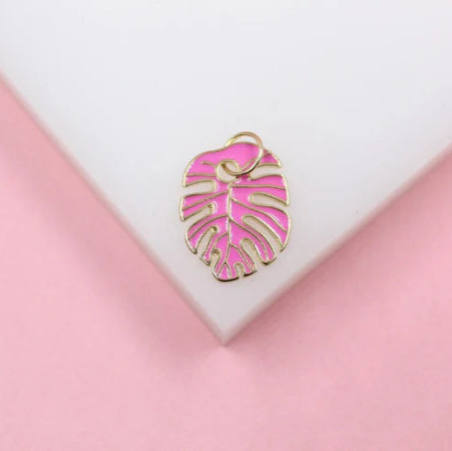 18K Gold Filled Enamel Colored Leaf Pendant Charm