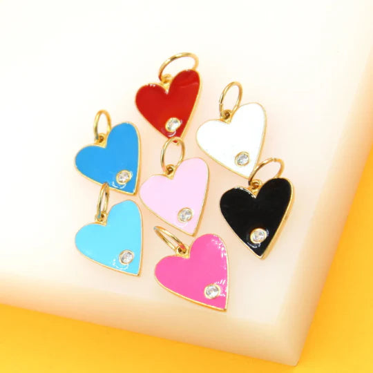 18K Gold Filled Gold Heart Enamel Star Pendant Charm