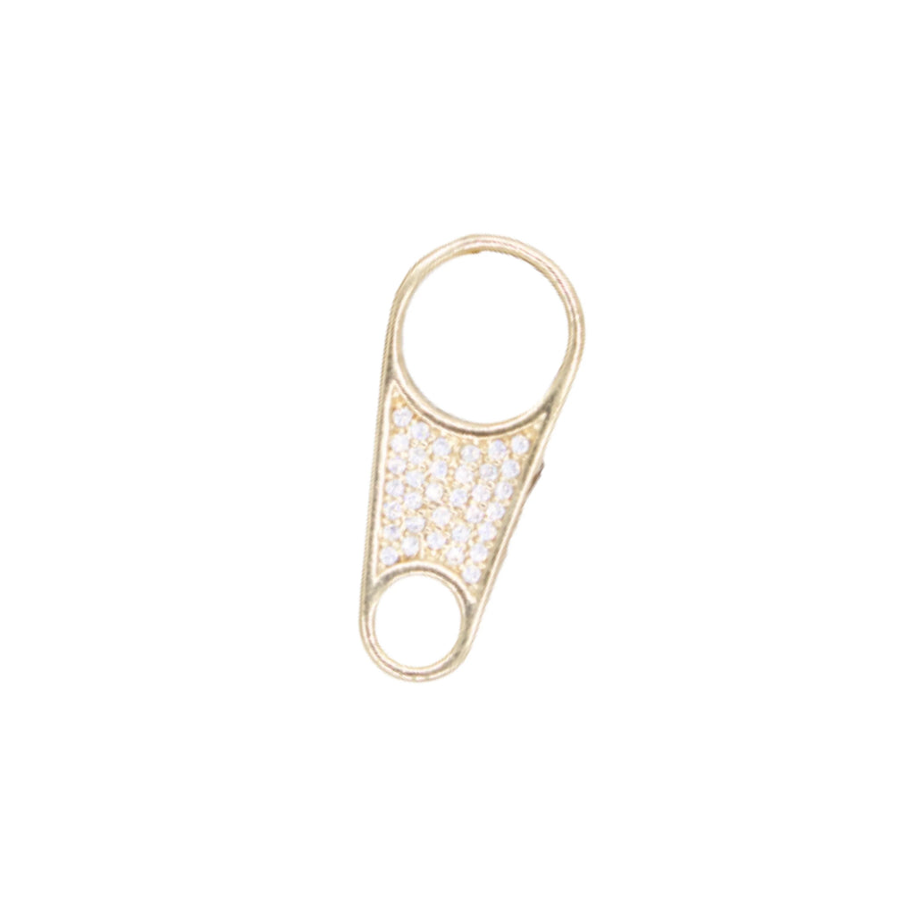 18K Gold Filled Zipper Pull Tab With CZ Cubic Zirconia Stones