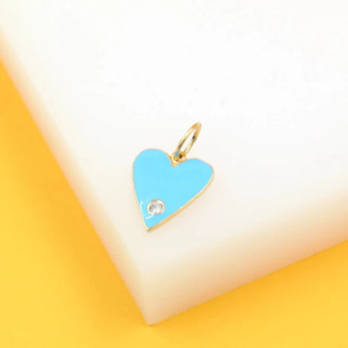 18K Gold Filled Gold Heart Enamel Star Pendant Charm