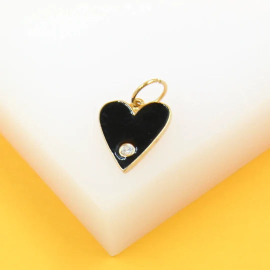 18K Gold Filled Gold Heart Enamel Star Pendant Charm