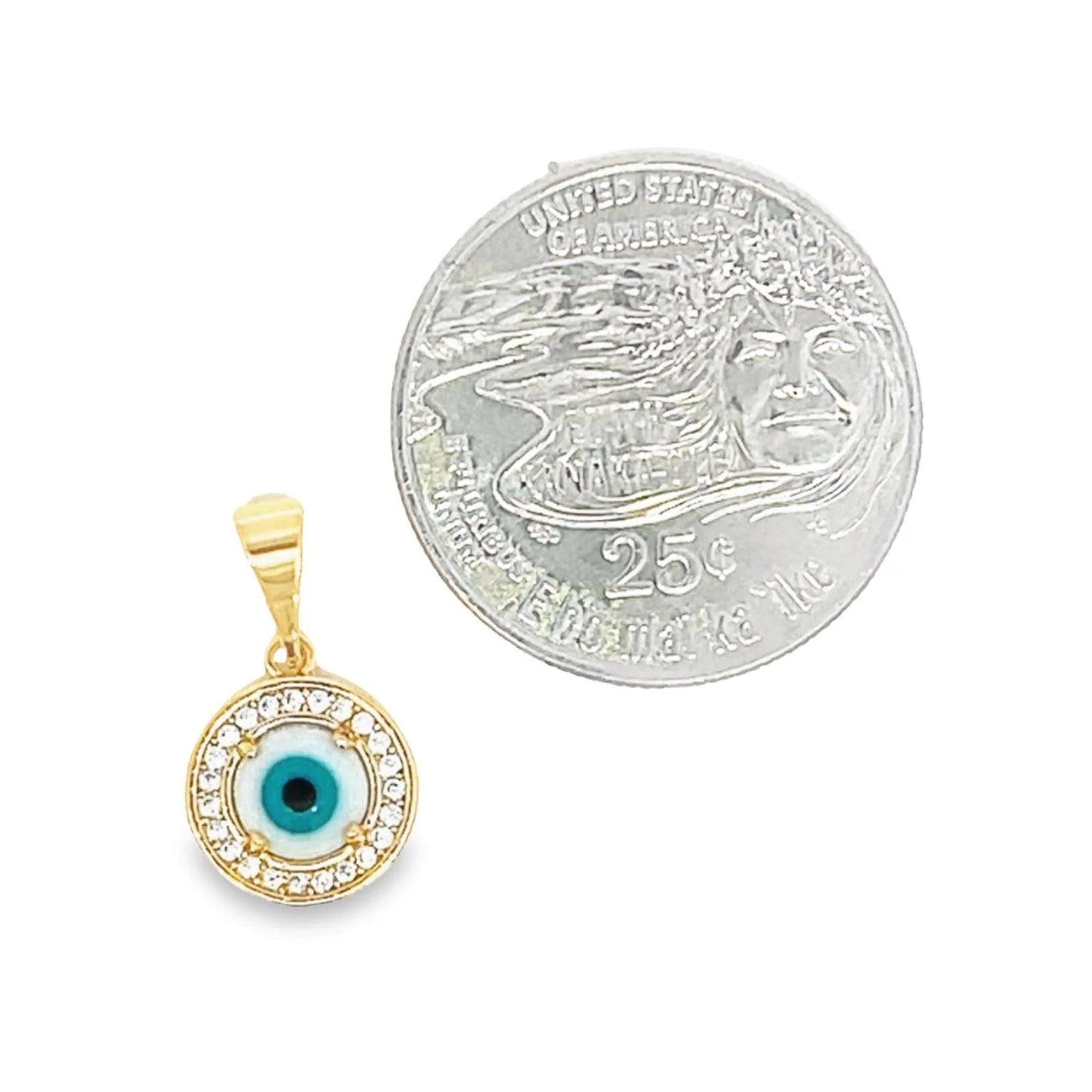 18K Gold Filled CZ Blue Evil Eye Enamel Charm Pendant