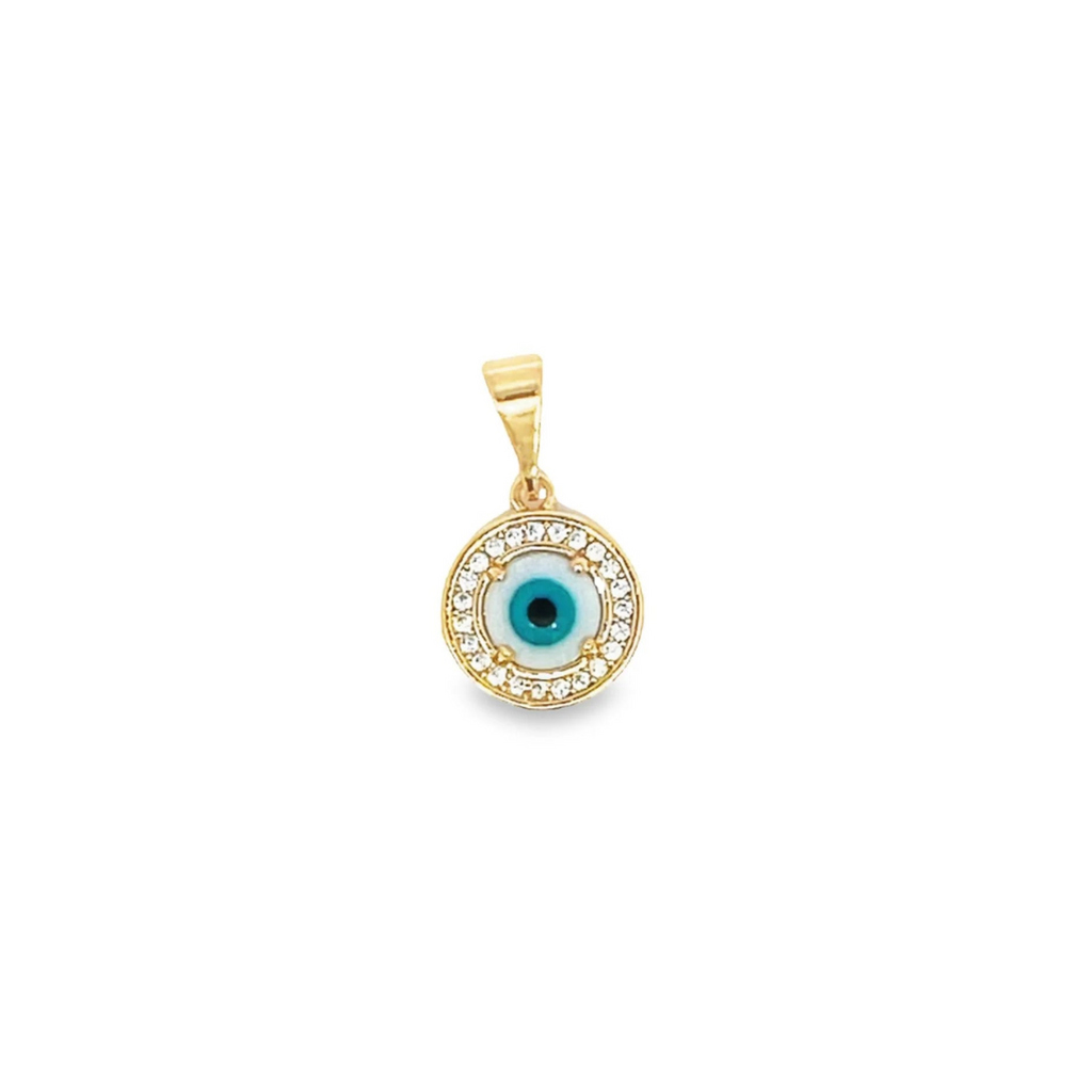 18K Gold Filled CZ Blue Evil Eye Enamel Charm Pendant