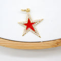 18K Gold Filled Large Enamel Star Pendant with Micro Pave Cubic Zirconia CZ Stone
