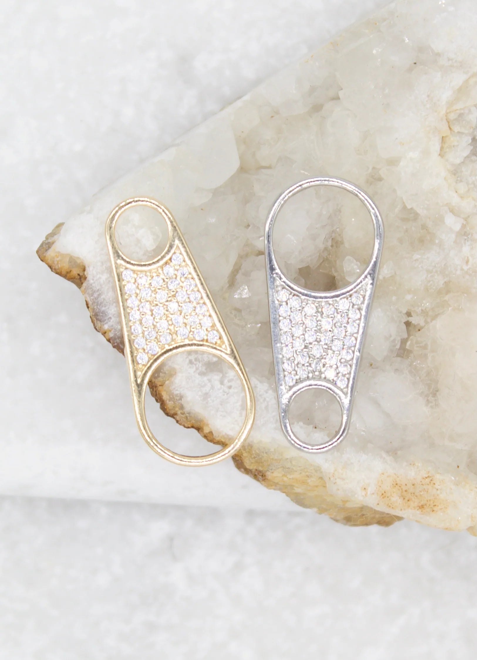 18K Gold Filled Zipper Pull Tab With CZ Cubic Zirconia Stones