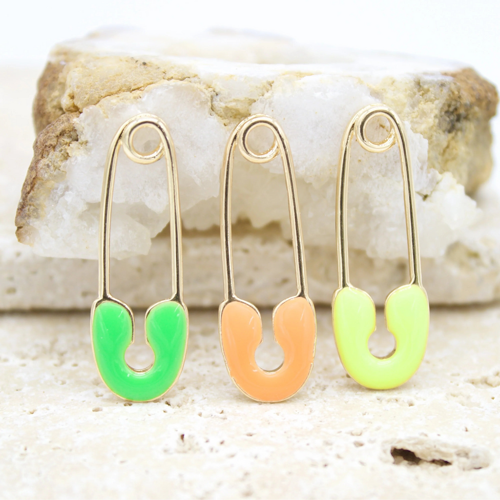 18K Gold Filled Colorful Enamel Safety Pin Pendant