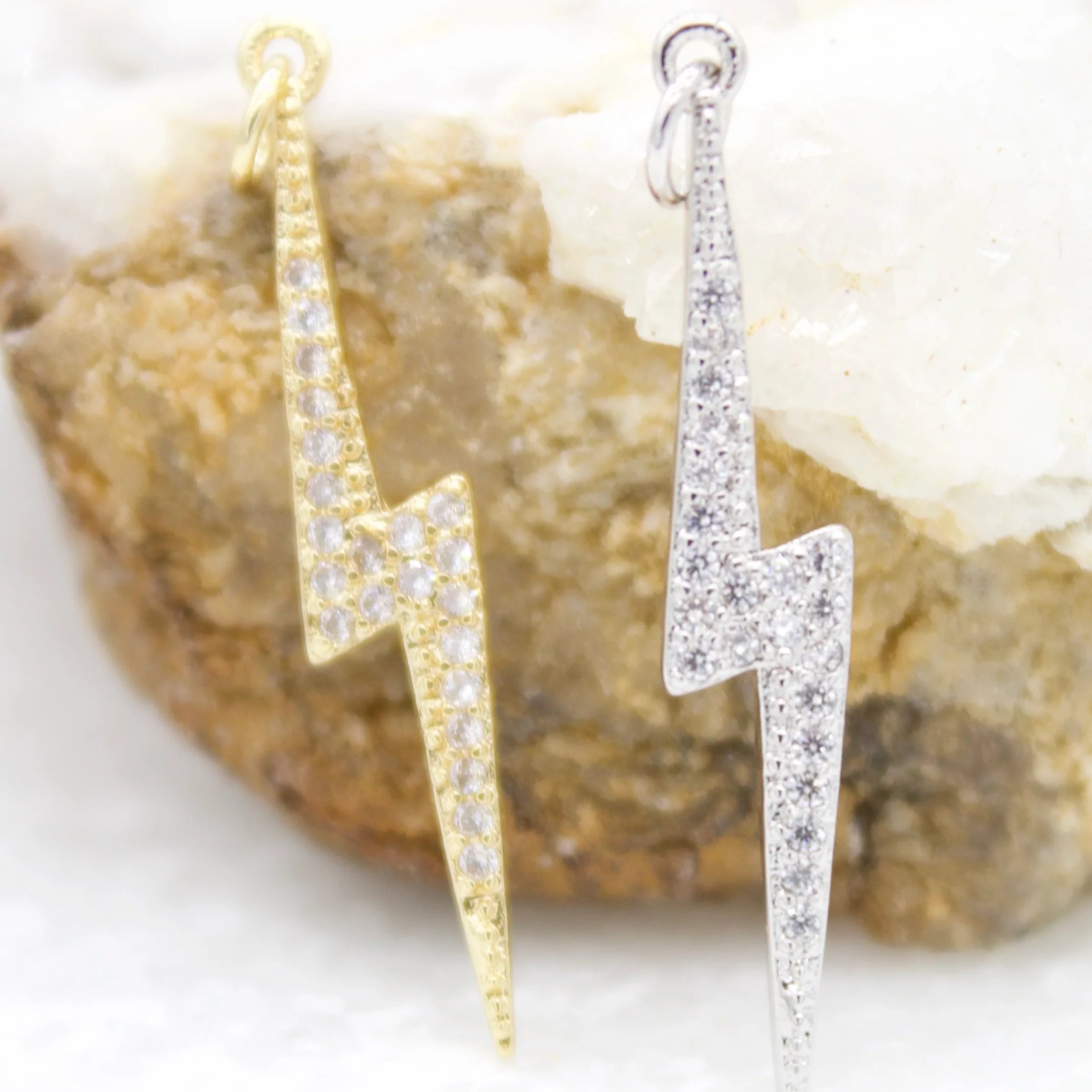 Gold 18K Fill Charm Lightning Bolt CZ