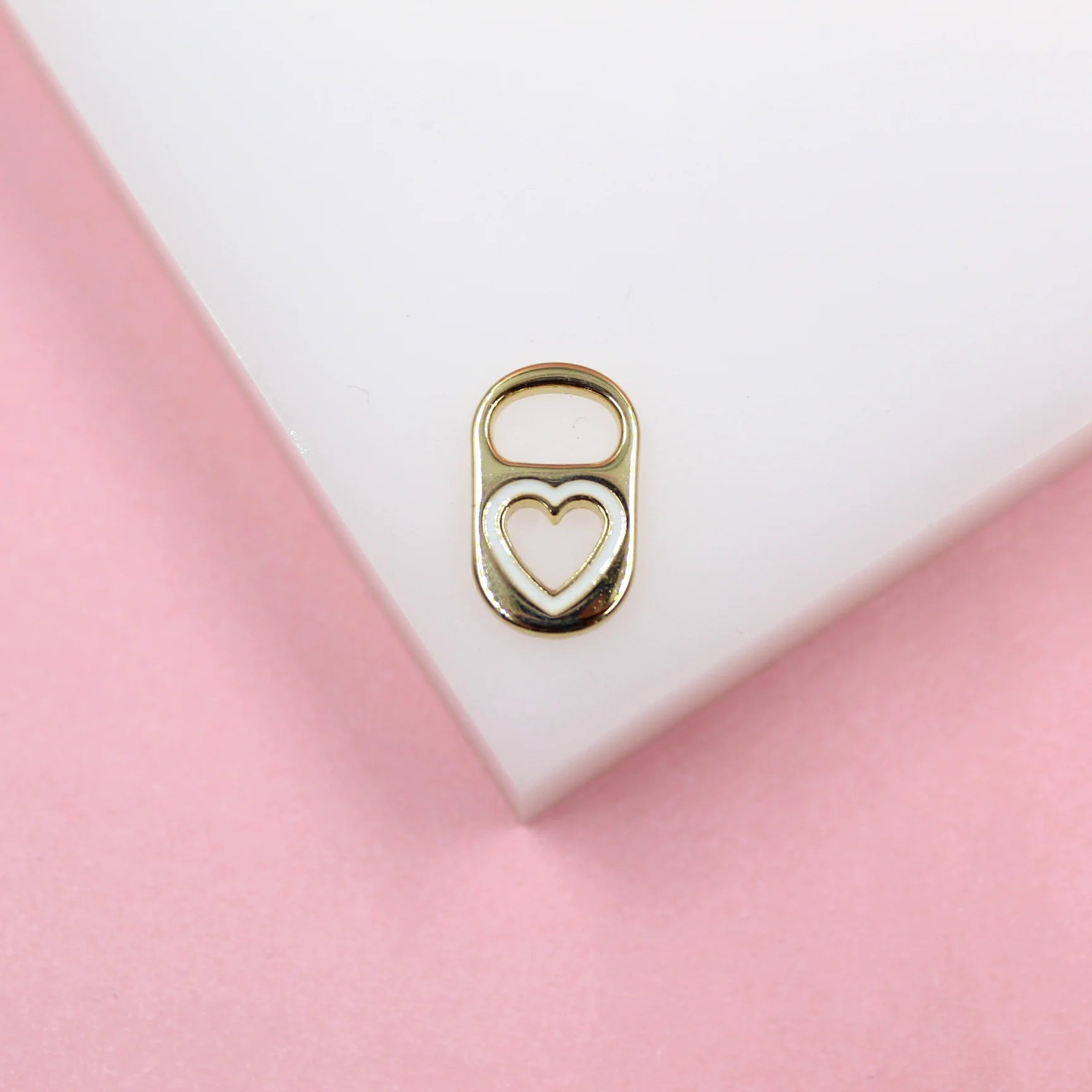 18K Gold Filled Soda Pull Tab Heart Shape Pendant