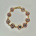 Red Evil Eye Bracelet Sterling Silver Base