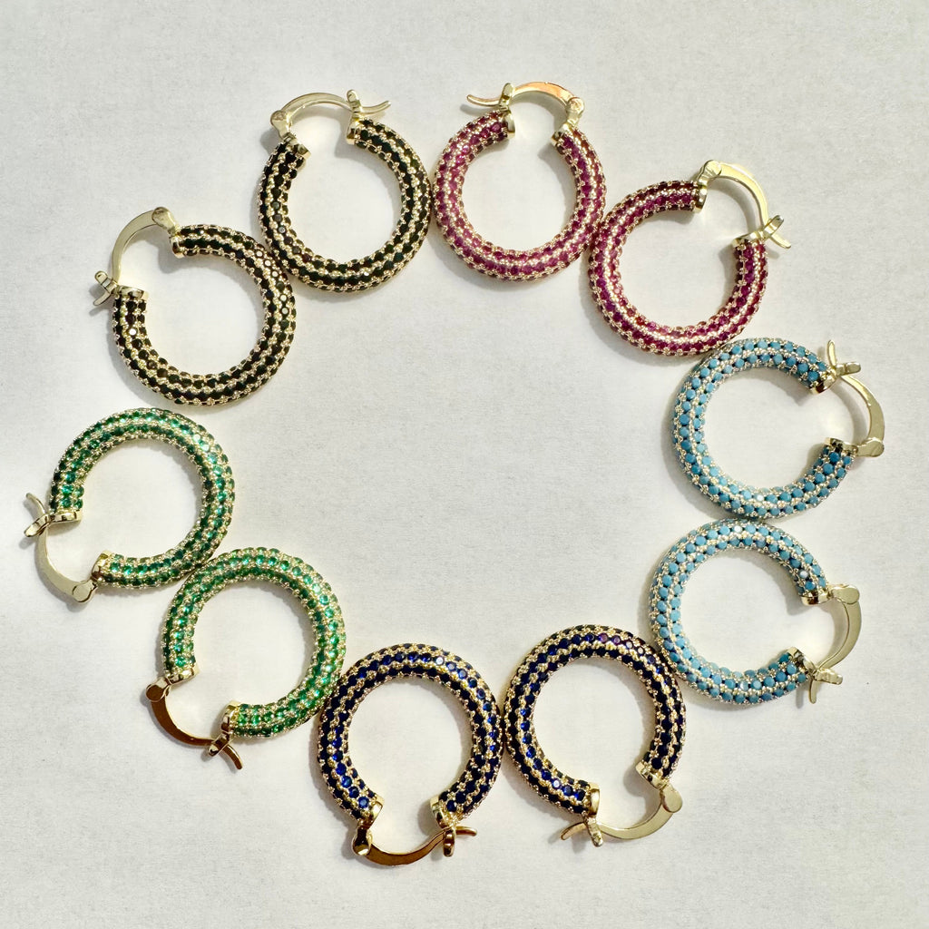 Gold Filled Rhinestone Pave Earrings