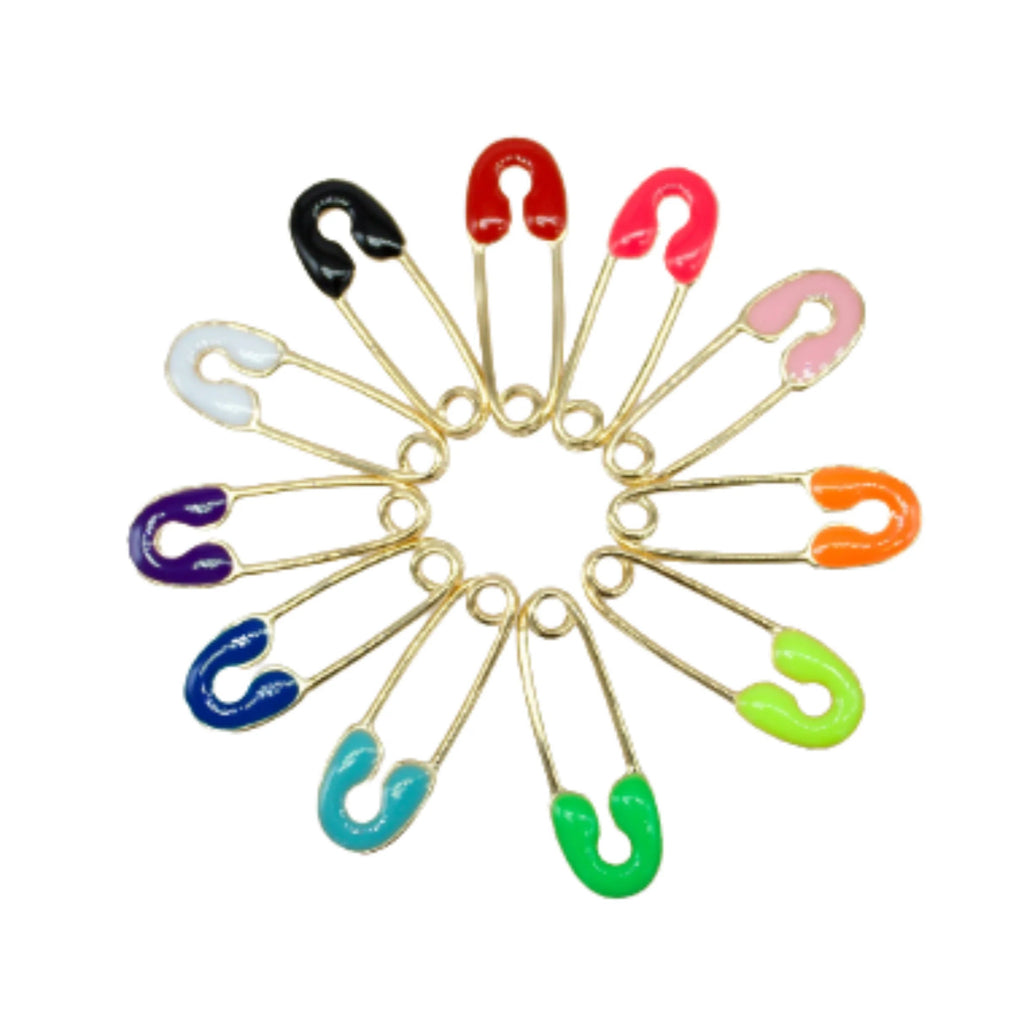 18K Gold Filled Colorful Enamel Safety Pin Pendant