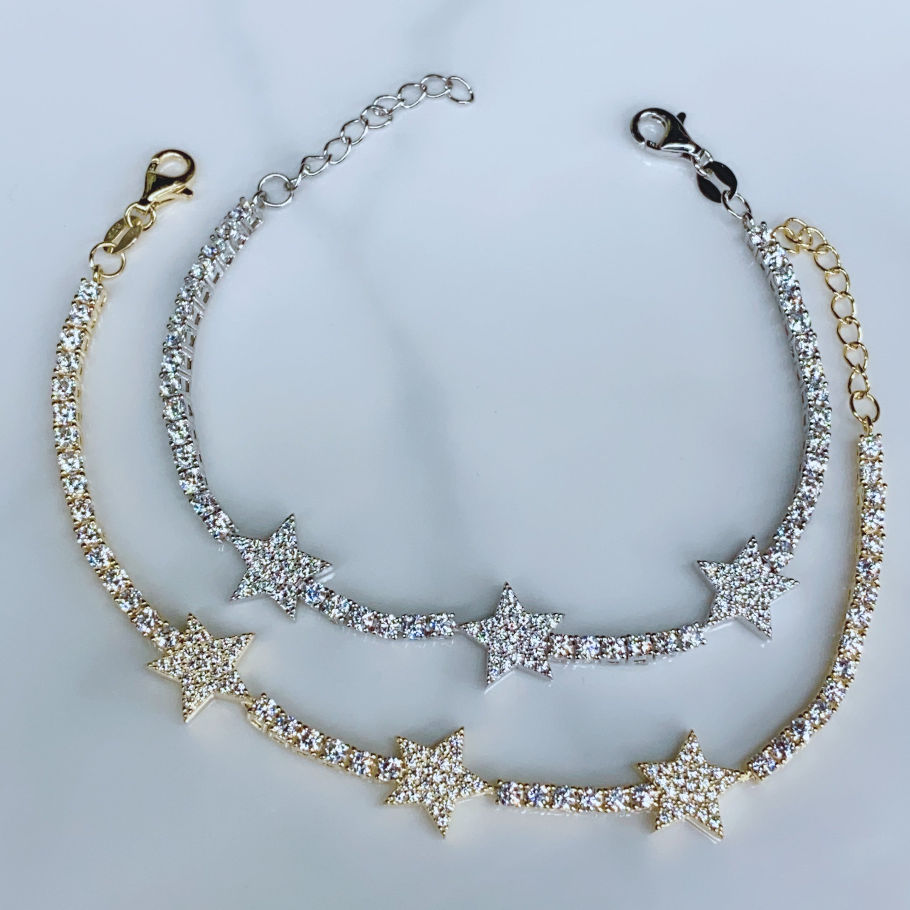 Star Bracelet With CZ Cubic Zirconia Stones Sterling Silver